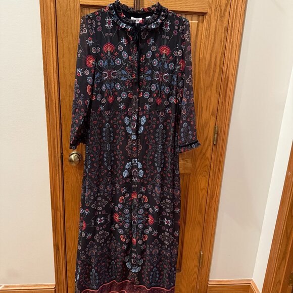 Anthropologie Laia Maxi Dress, Black Motif, SZ L - Picture 2 of 11